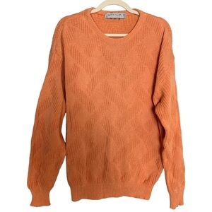 Vintage Jantzen Women’s  100% Cotton Tangerine Orange Pullover Sweater Geometric